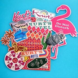 Kurt Geiger Pink Flamingo & Multicolor Motel Sticker Set